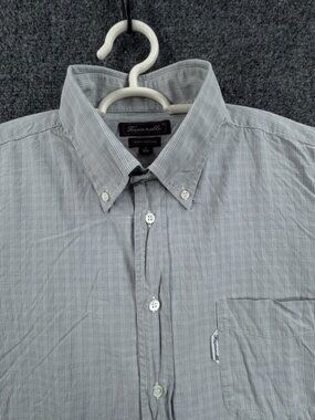 Faconnable 15.5 Cotton Button-Down Gray Long Sleeve Men Pocket Shirt Adult